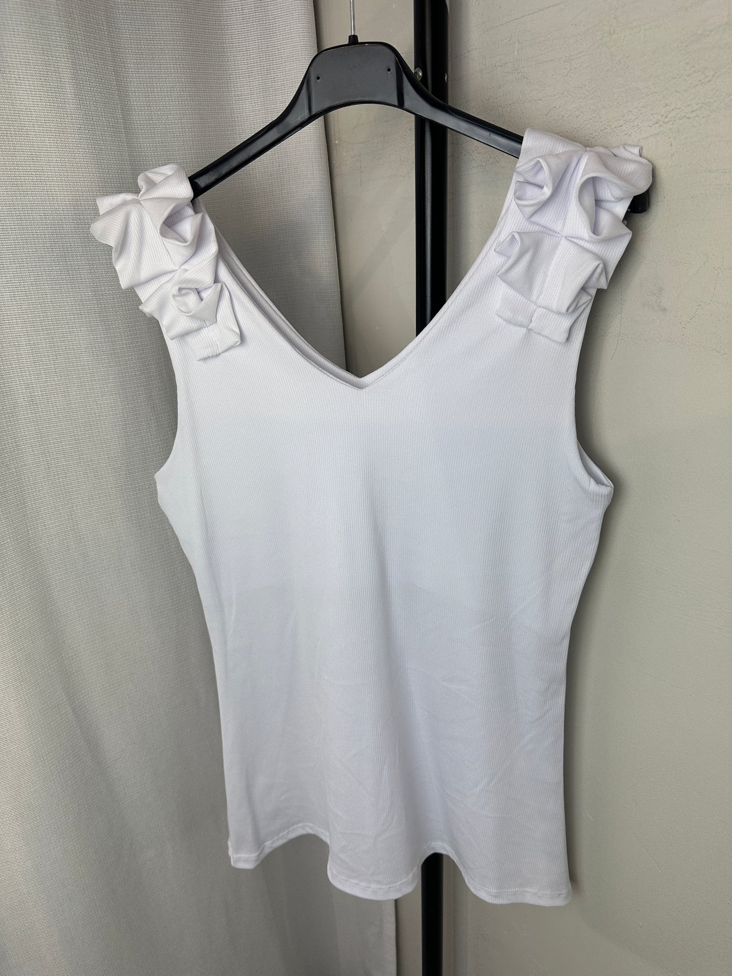 Ruffled Shoulder Tank Top