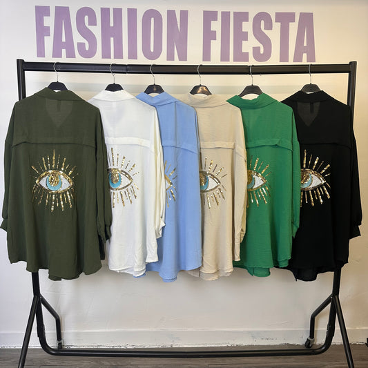 1599 - Oversized Sequin Eye Shirt