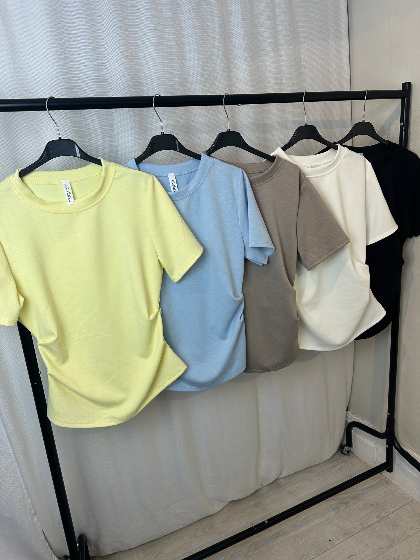 Crew Neck T-Shirt with Flattering Side Ruching