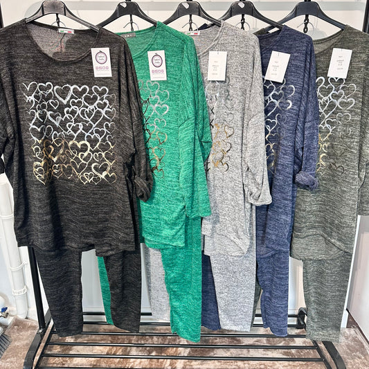 1527 - HEART PRINT LOUNGEWEAR SET