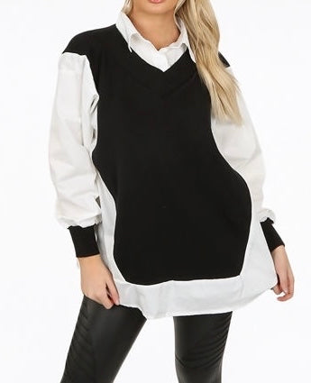 1416 - SHIRT WITH TABARD KNIT
