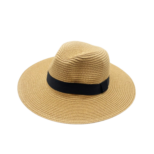 A038 - Taupe Straw Fedora Hat
