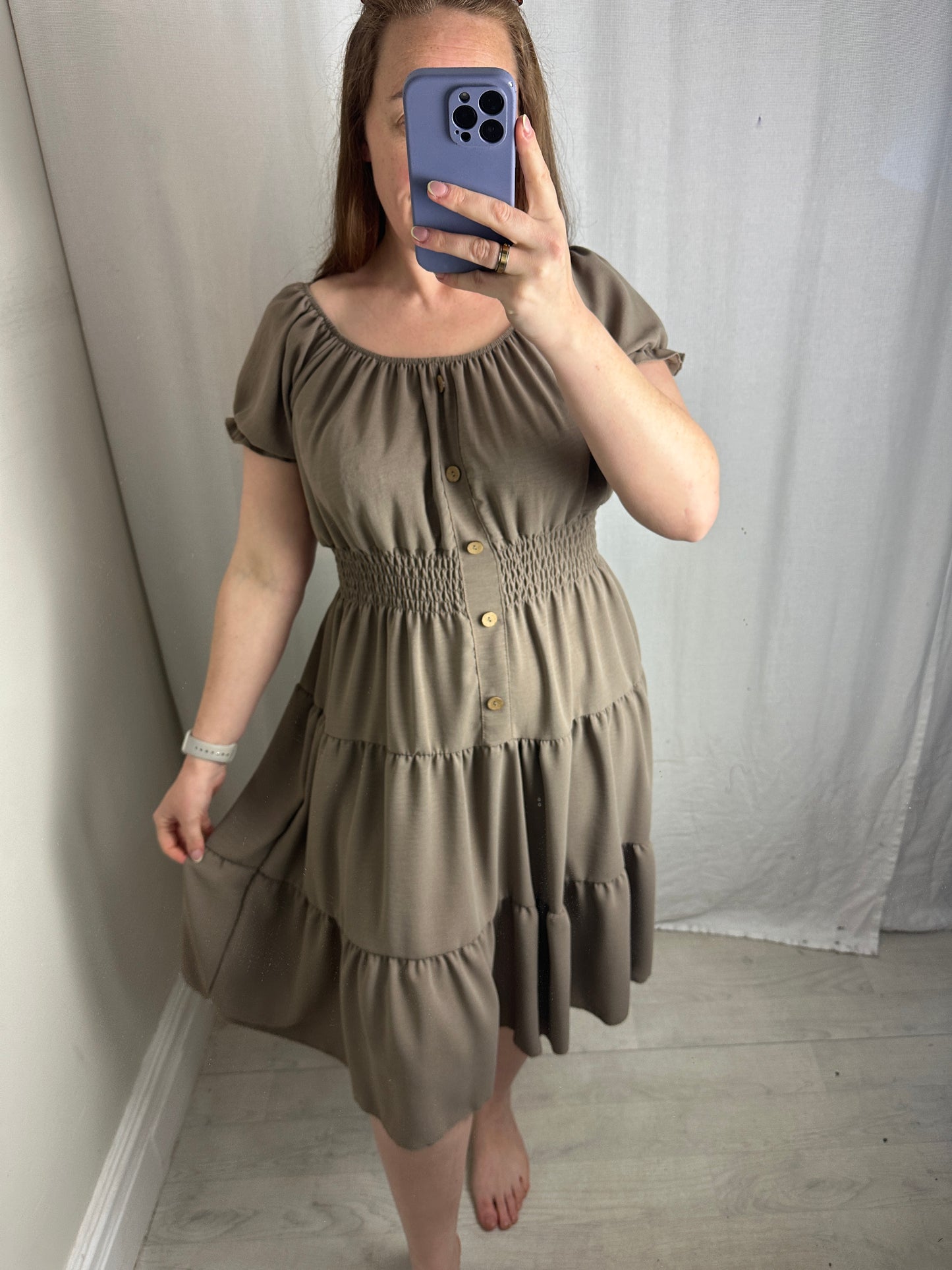 Bardot Tiered Midi Magic Dress Plain