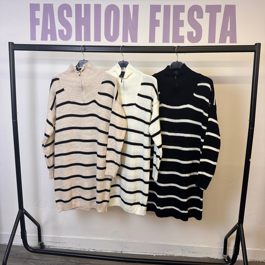 1112 - STRIPE ZIP LONG JUMPER