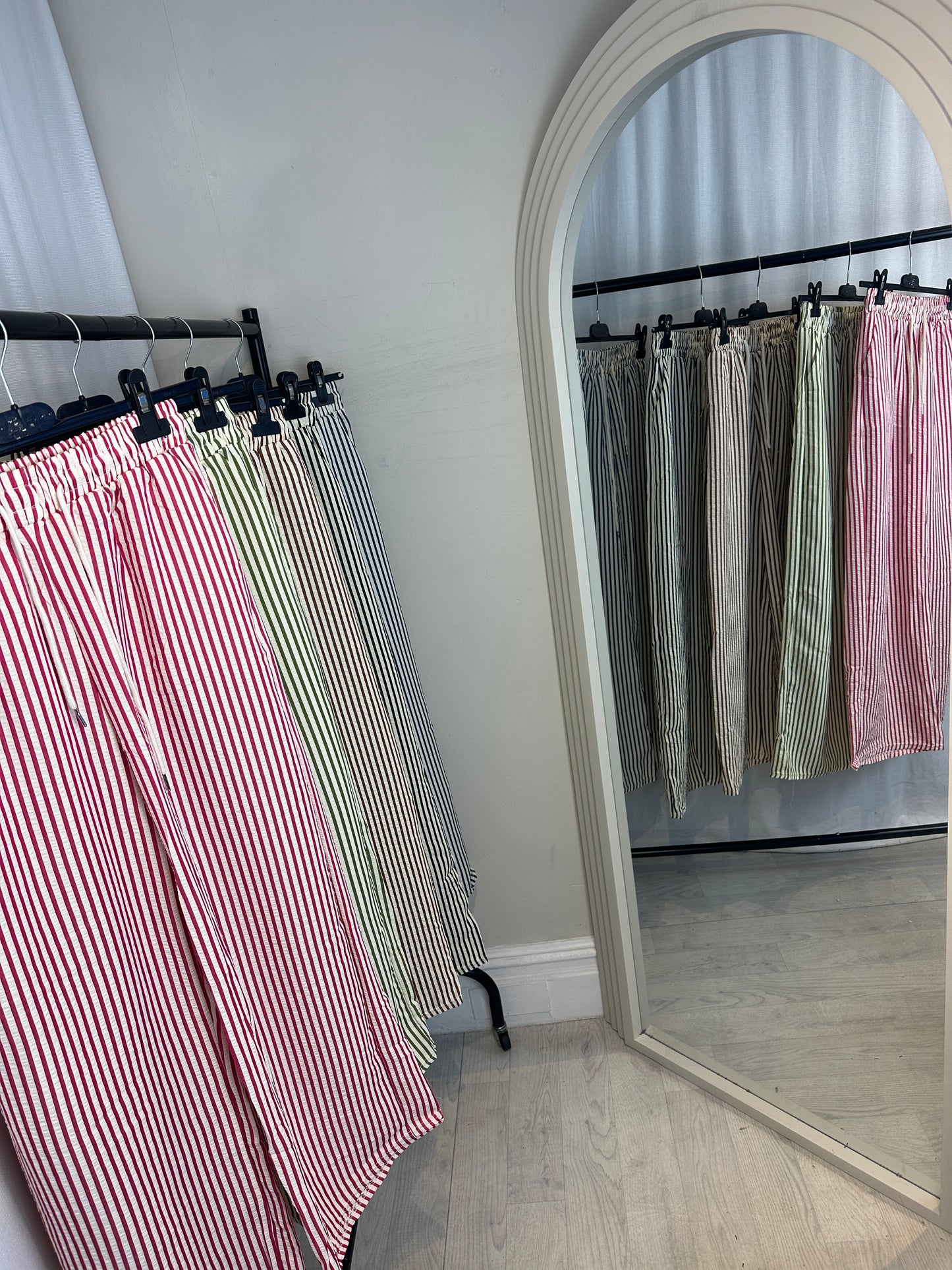 Striped Cotton Wide Leg Pants