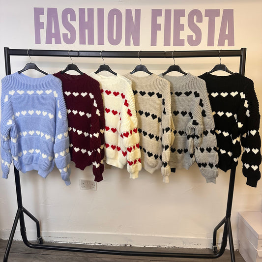 1869 - Heart Detail Knit Sweater