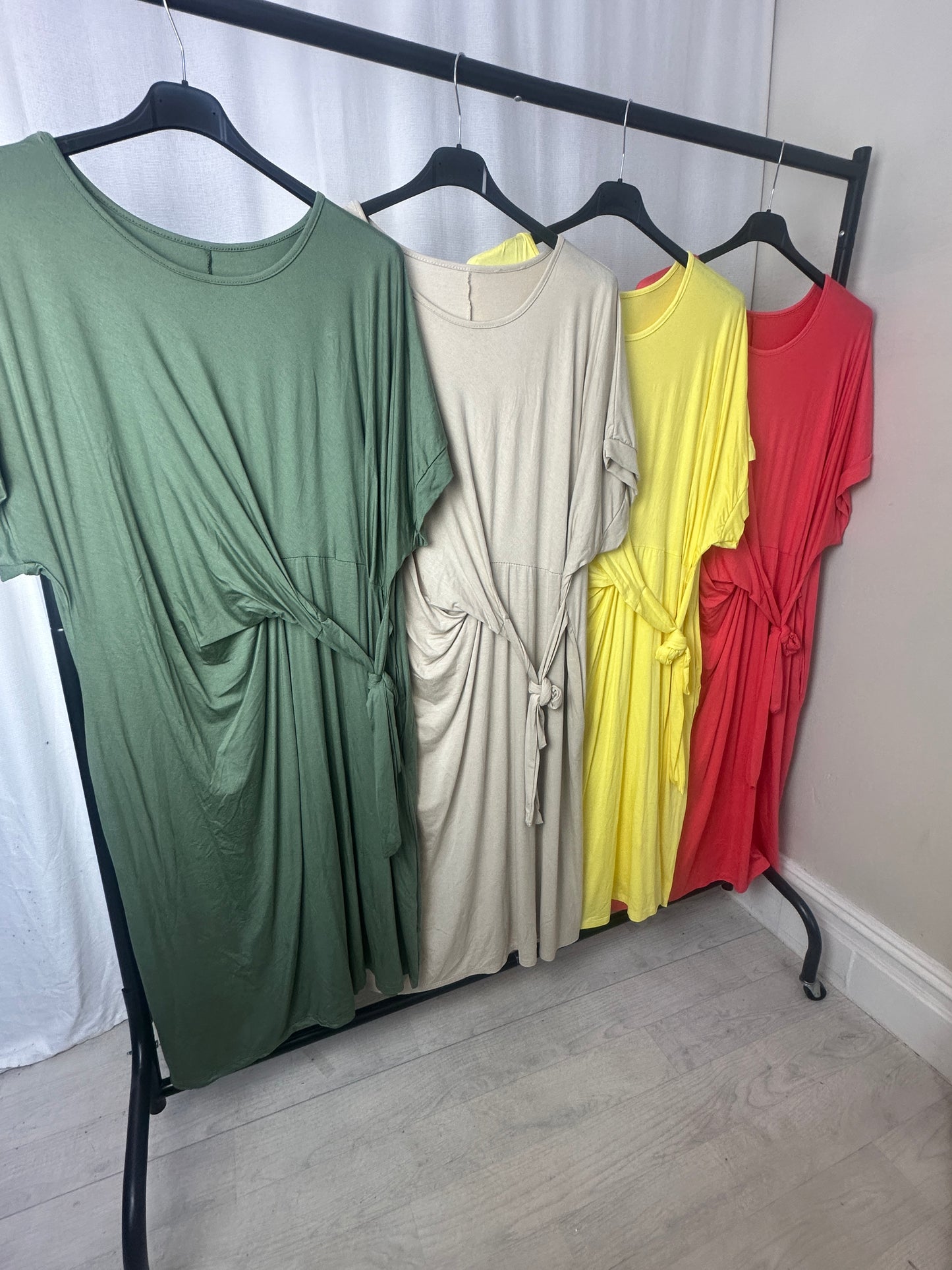 Curve Tie Waist Soft Jersey Midi Dress