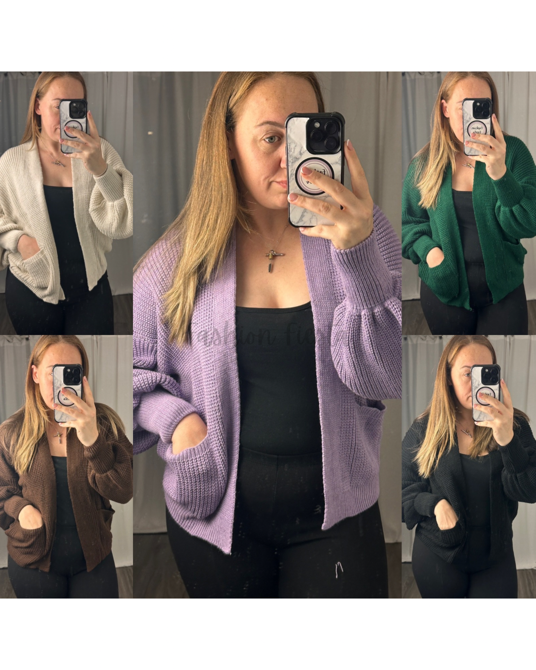 1374 - SHORT BALLOON SLEEVE CARDIGAN