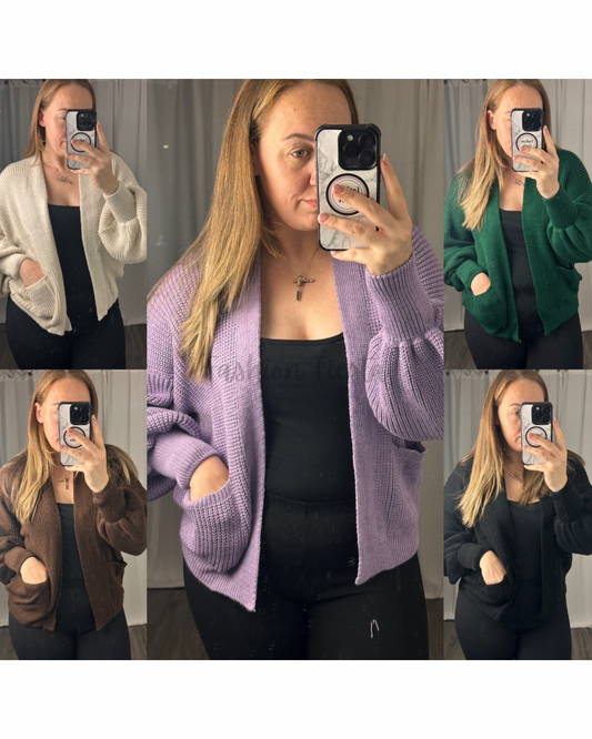 1374 - SHORT BALLOON SLEEVE CARDIGAN