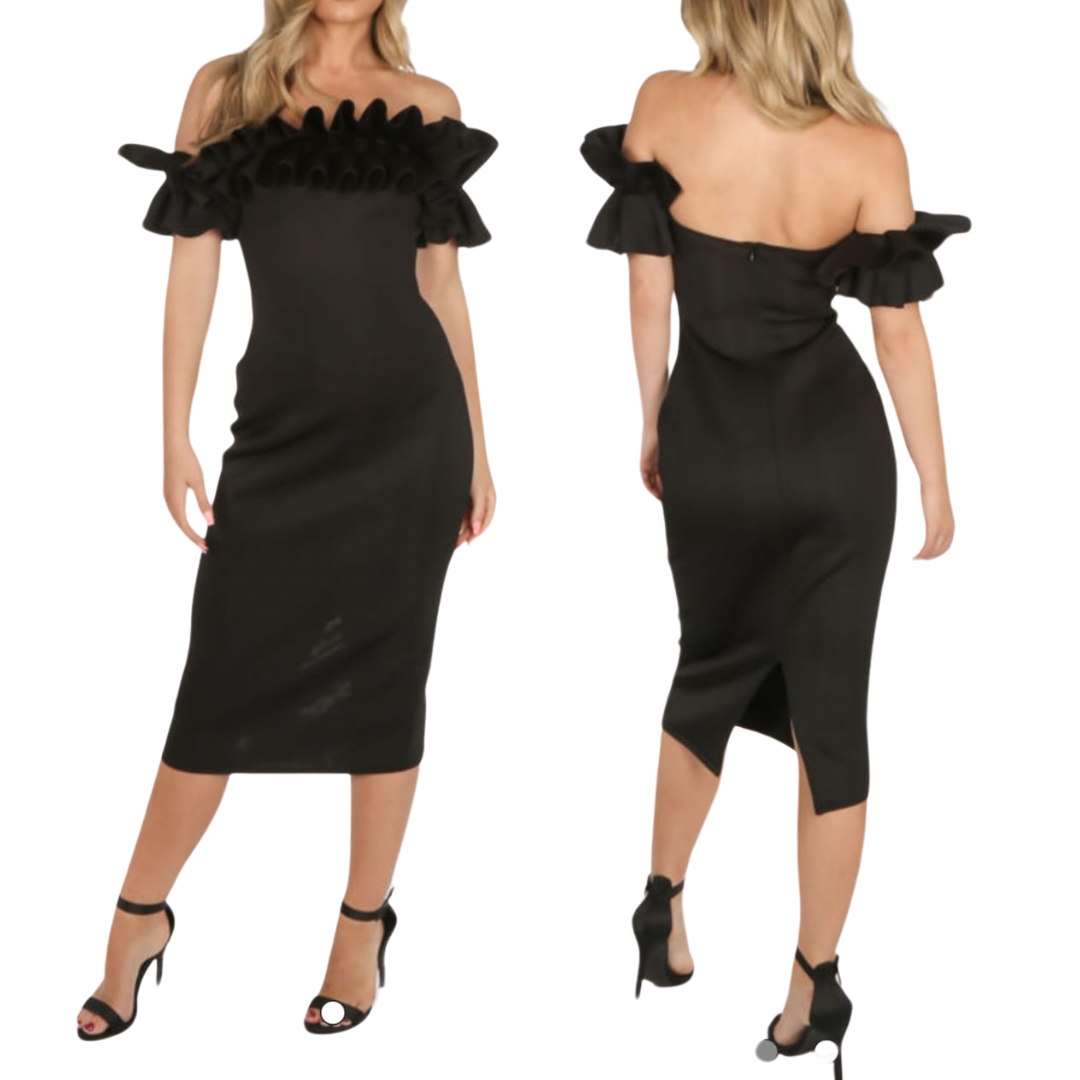 1717 - Ruffle Midi Dress