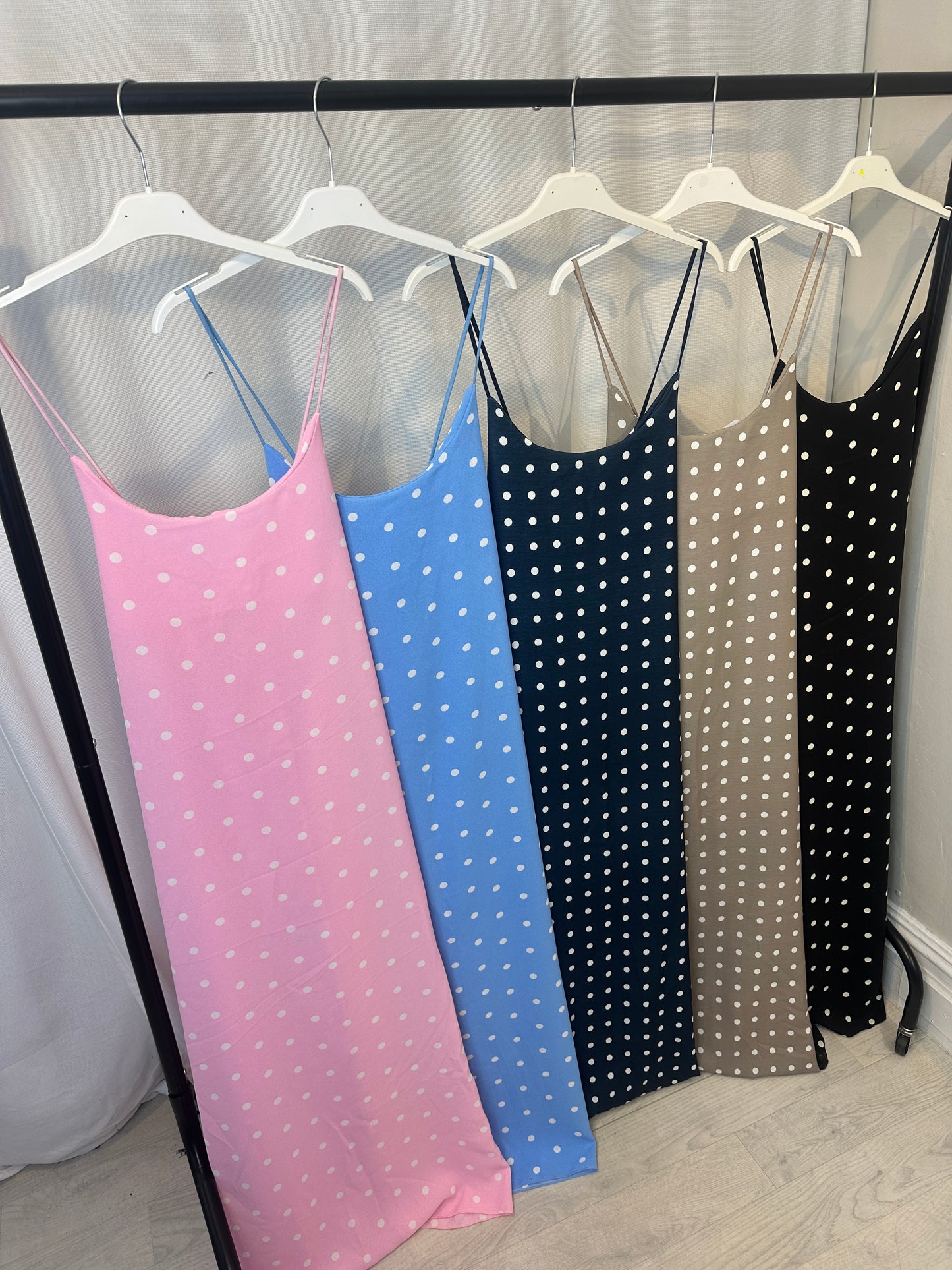 Polka Dot Cross-Back Maxi Dress