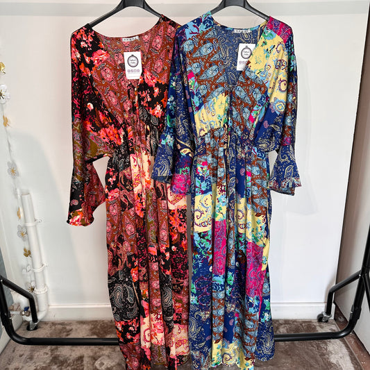 1624 - Maxi Boho Dress with 3/4 Sleeves