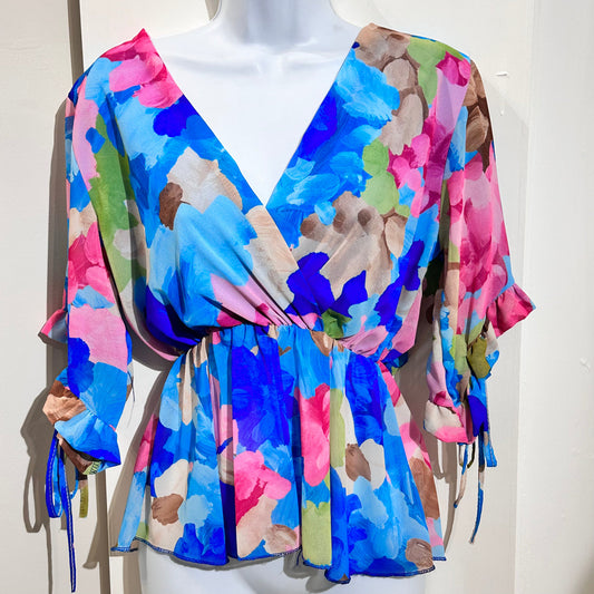 1359 - MULTI COLOURED PRINT TOP (4 COLOURS)