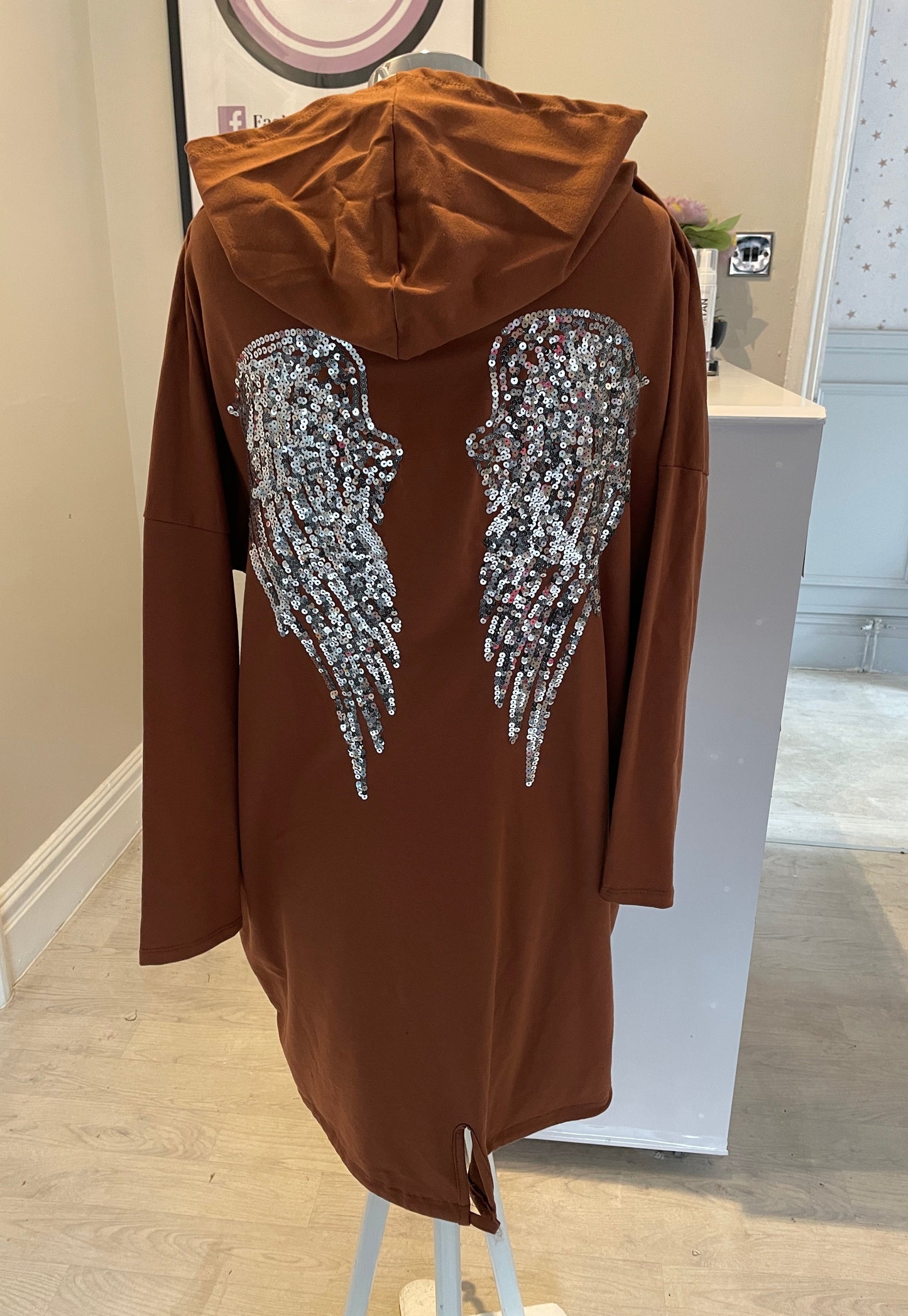 1113 - HOODED JACKET WITH SEQUIN ANGEL WING BACK (5 COLOURS)