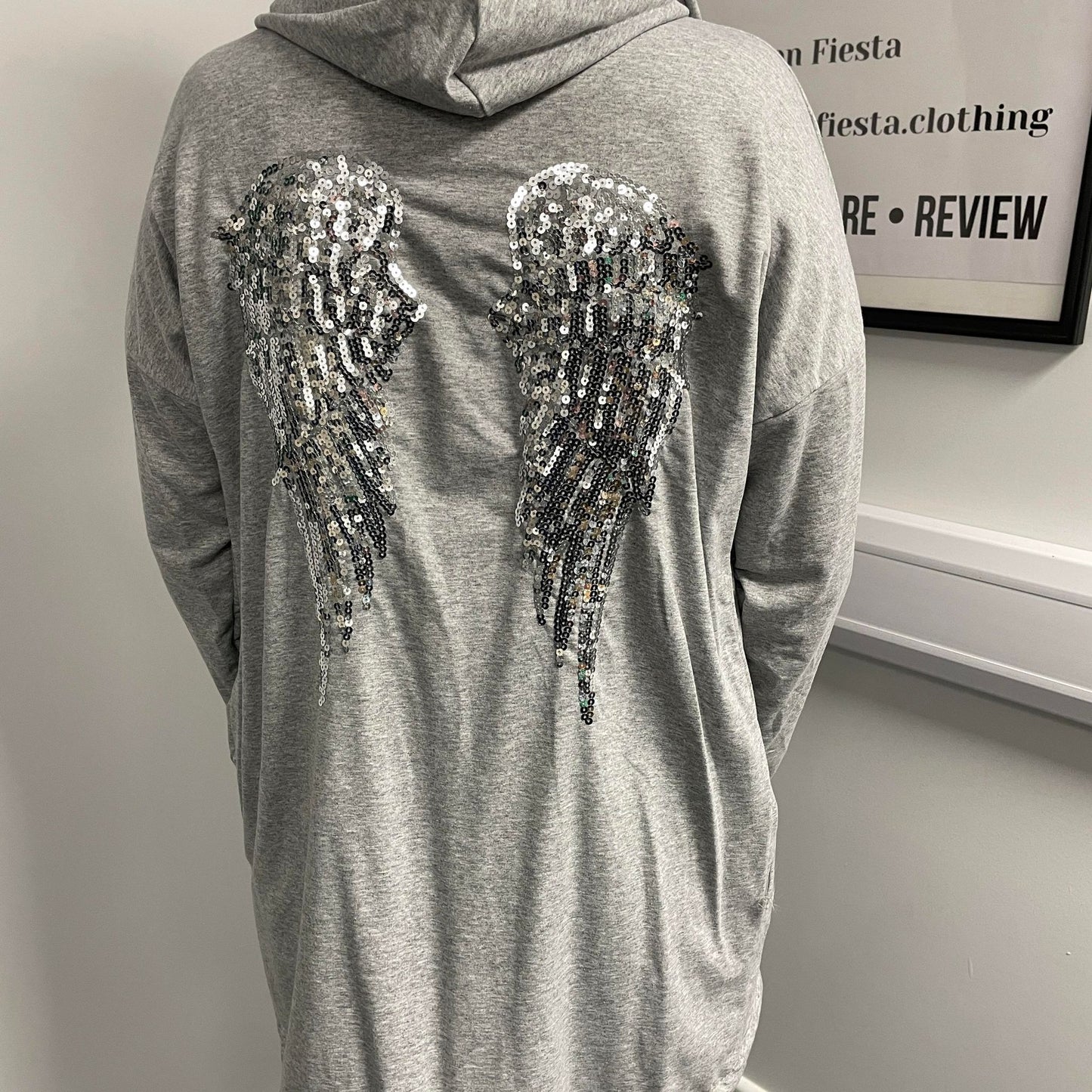 1113 - HOODED JACKET WITH SEQUIN ANGEL WING BACK (5 COLOURS)