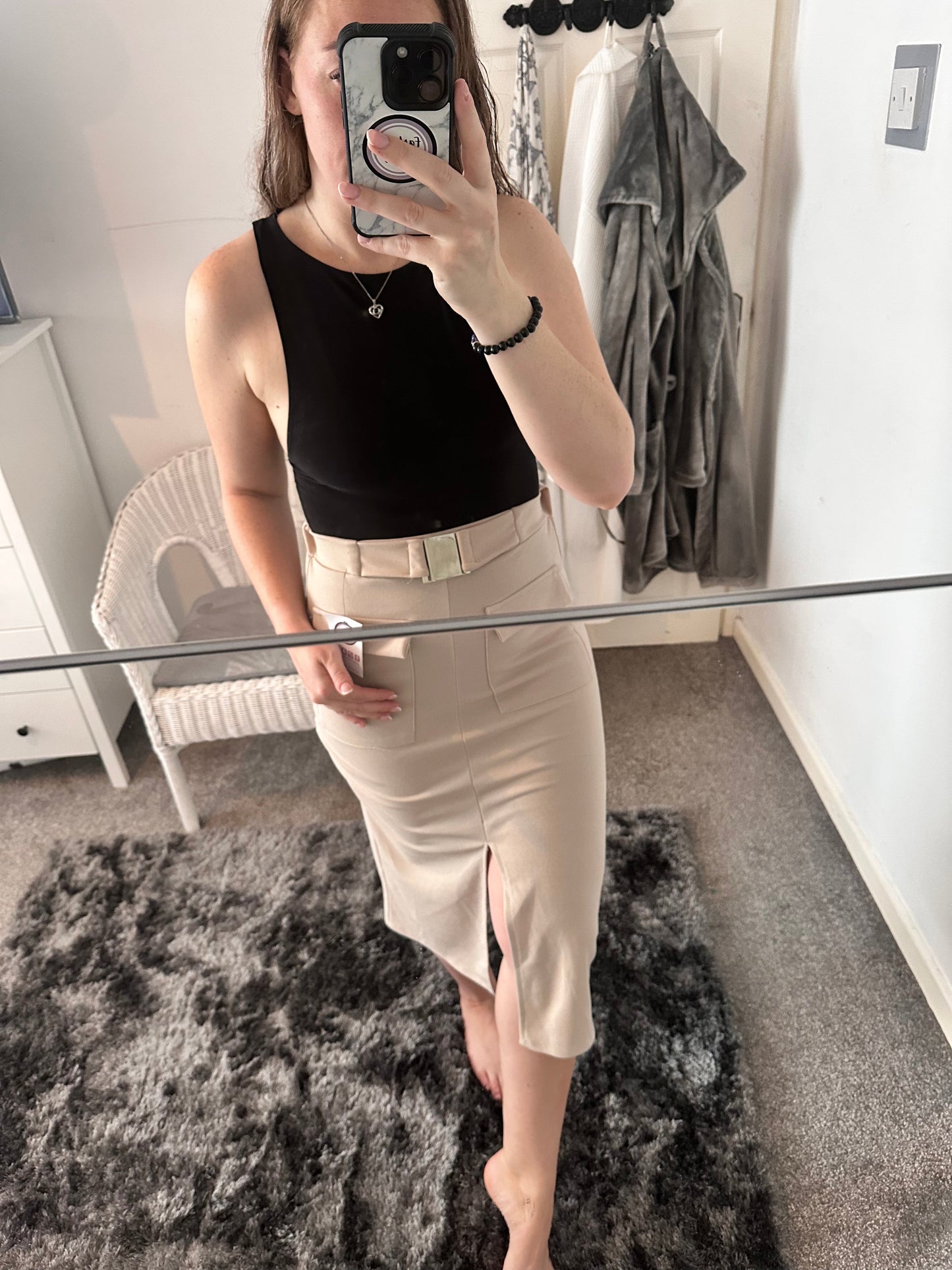 1346 - MIDI SKIRT WITH POCKETS AND BELT (3 COLOURS)