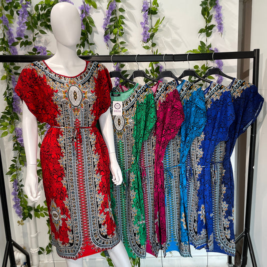 1650 - Knee Length Tie Waist Kaftan Dress
