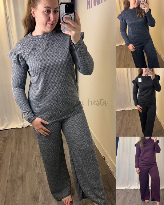 1985 - Frill Sleeve Long Sleeve Loungewear Set