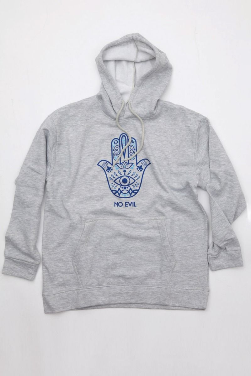 1353 -  GREY NO EVIL HAMSA HAND HOODIE