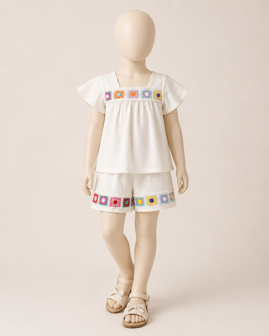 Boho Embroidered Short Set