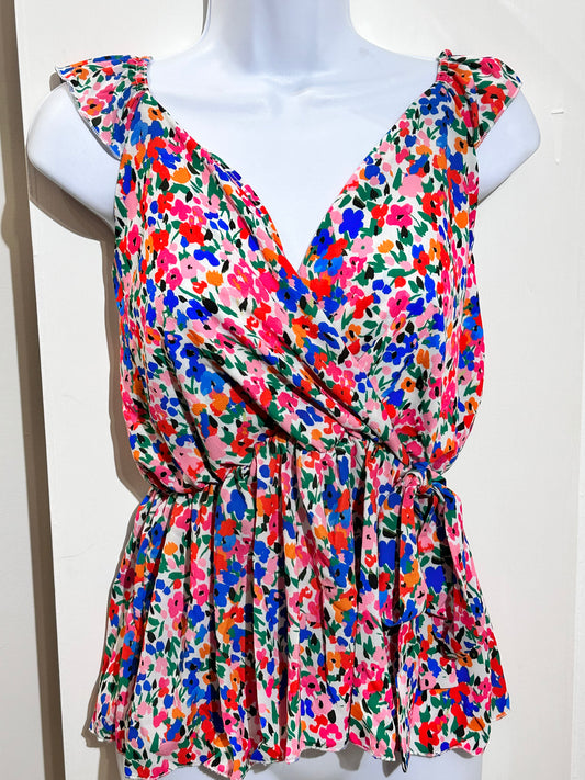 1363 - FLORAL BELTED TOP