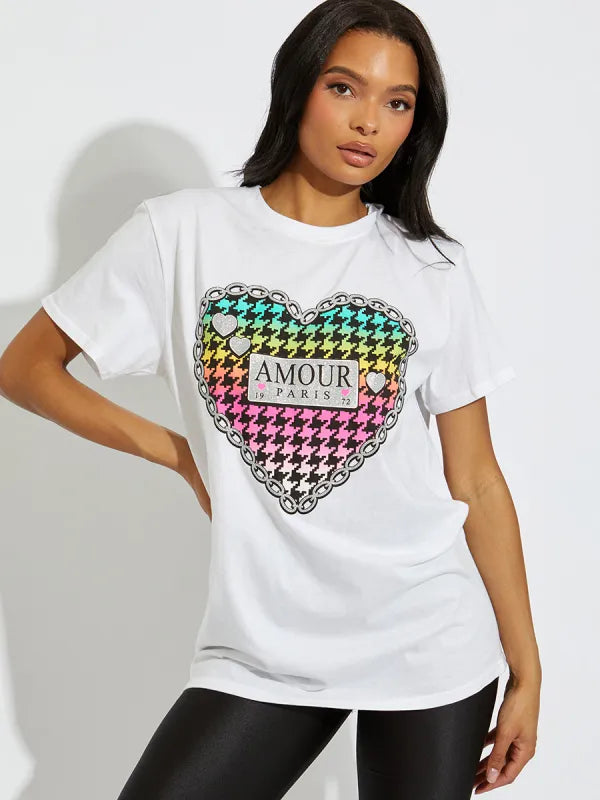 1372 - CHAIN HEART AMOUR GRAPHIC T-SHIRT