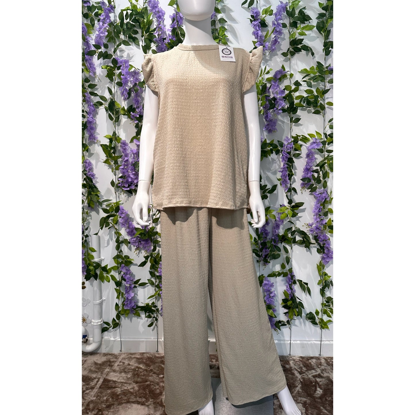 1629 - Cheesecloth Frill Sleeve Long Pant Loungewear Set (5 Colours)