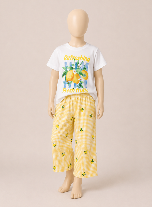 Lemon T-Shirt & Wide Leg Trouser Set