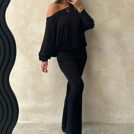 1411 - JERSEY LOOSE SHOULDER LOUNGE SET