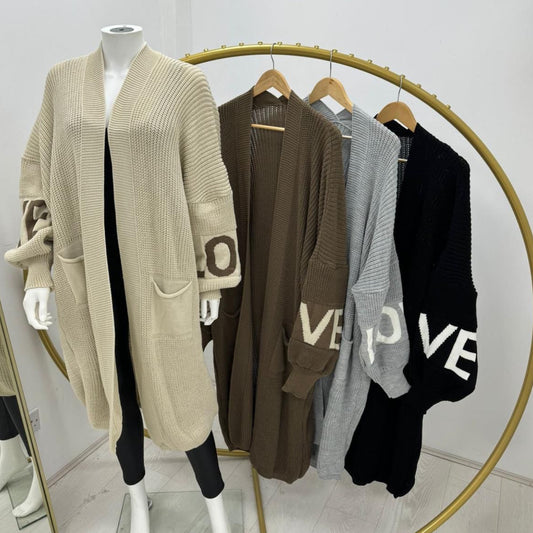 1452 - LONG LOVE BALLOON SLEEVE CARDIGAN