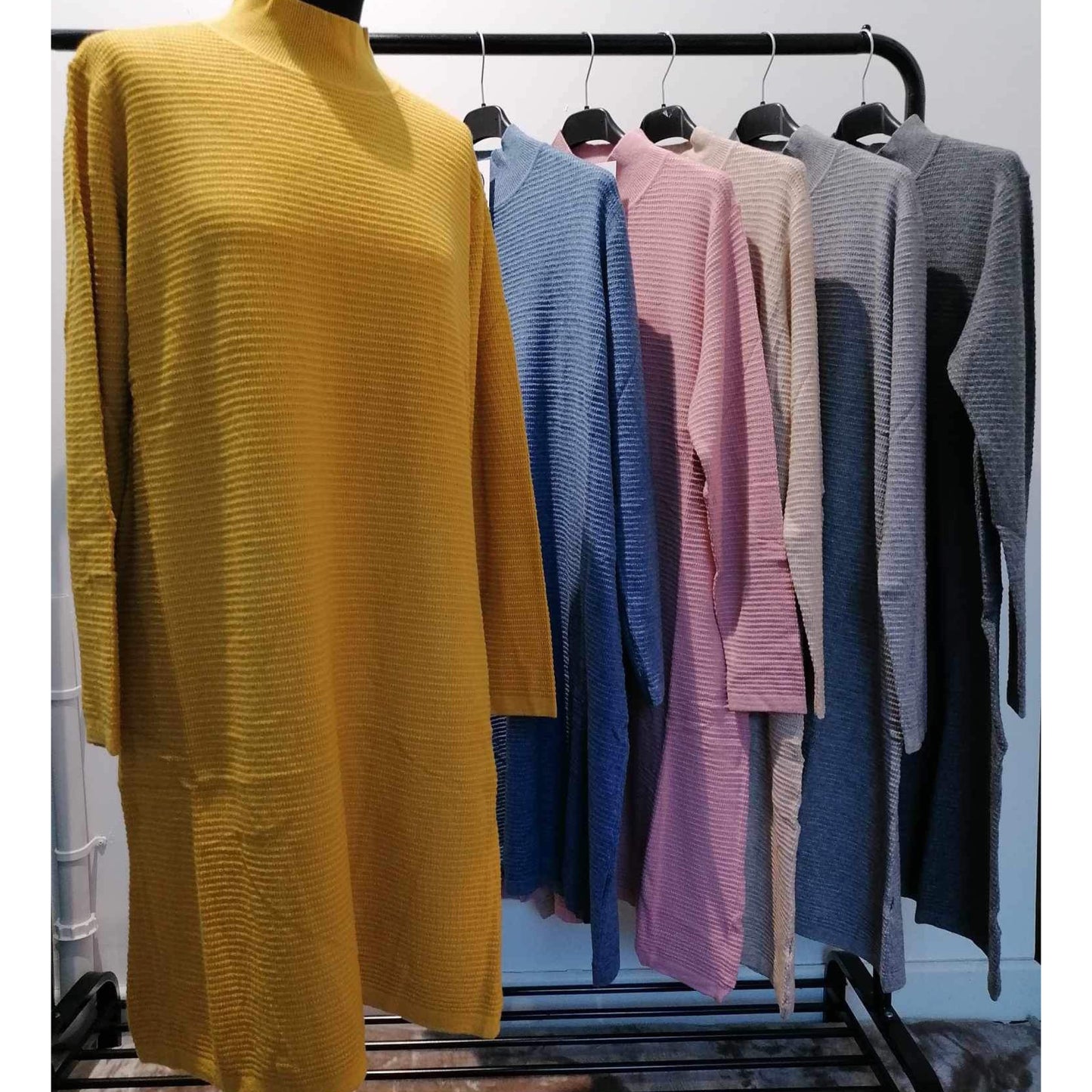 1458 - HIGH NECK LONG SLEEVE DRESS