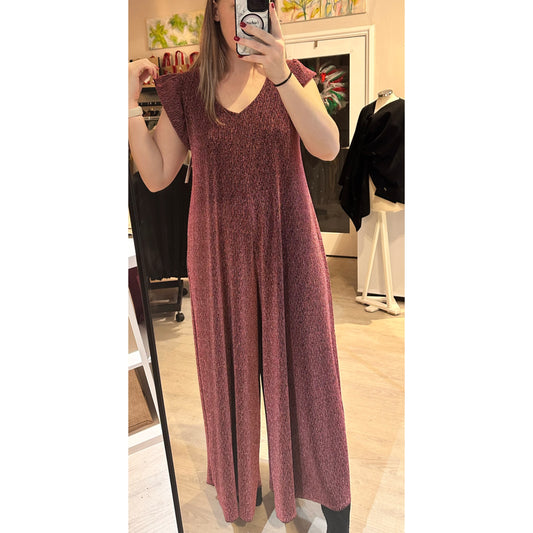 1466 - GLITTER FRILL SHOULDER JUMPSUIT