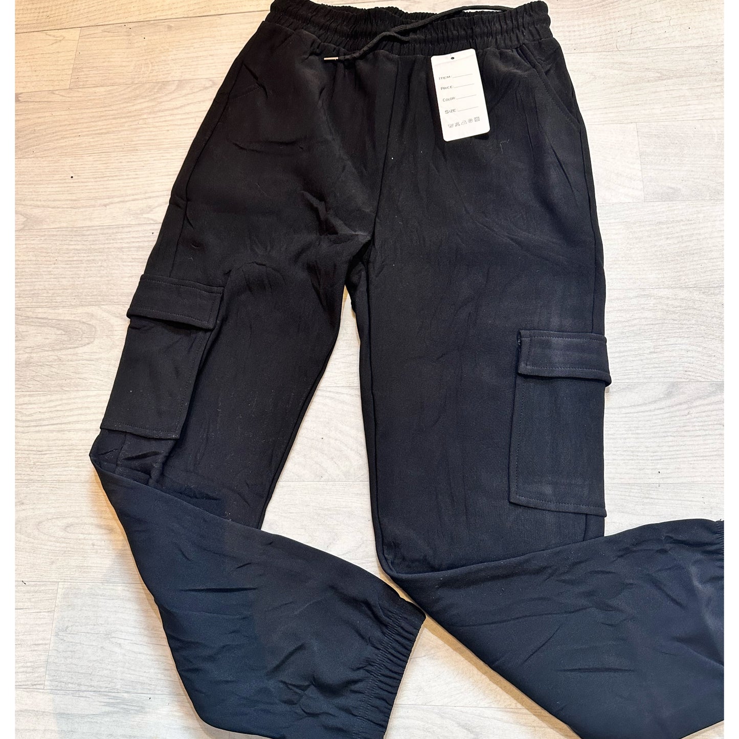 1483 - BLACK FLEECE LINED POCKET CARGOS