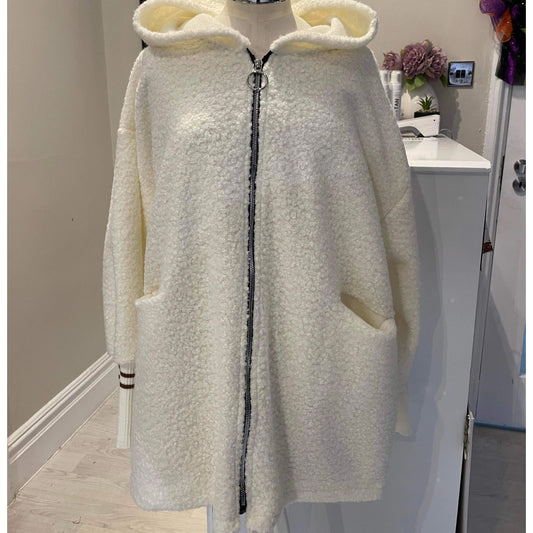 1415 - TEDDY MATERIAL CUFFED ZIP UP JACKET