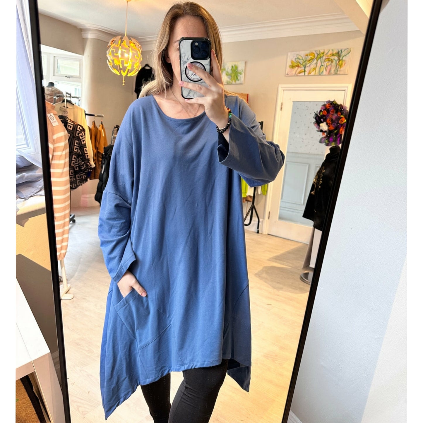 1500 - ROUND NECK POCKET LONG TOP