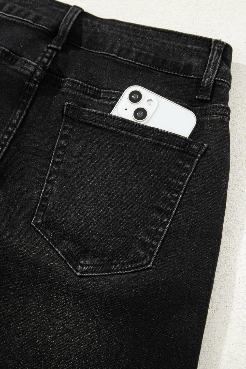 Dusk Blue Raw Hem Straight Leg Loose High Waist Jeans