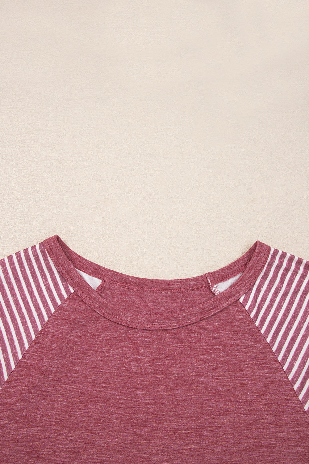 Black Contrast Print Striped Raglan Long Sleeve Loose Top