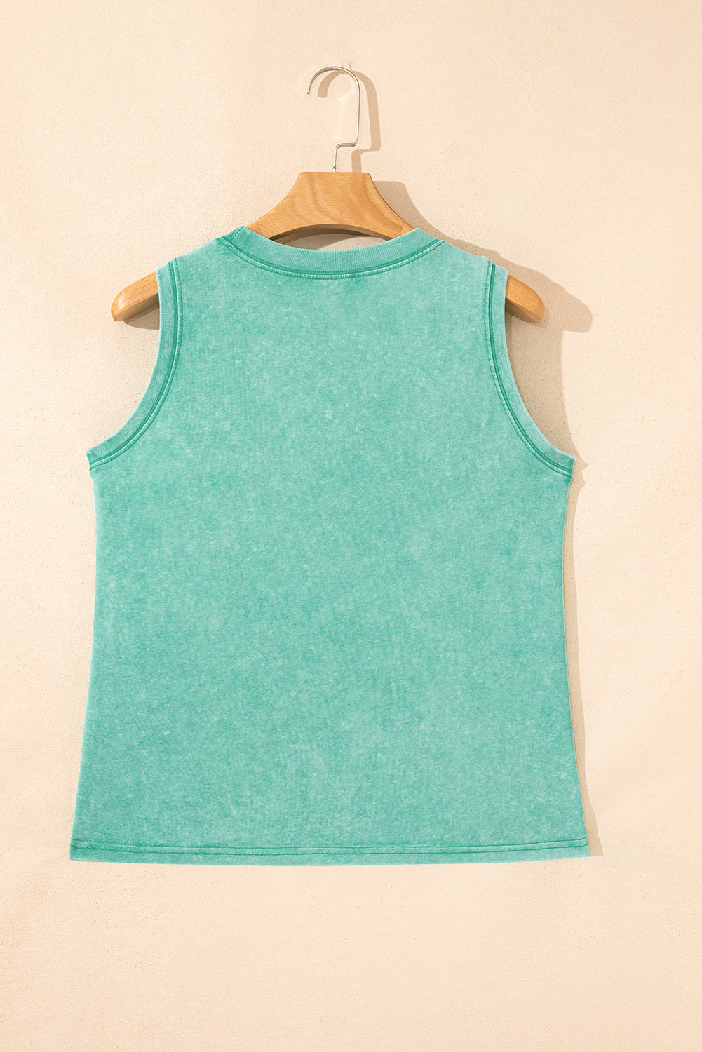 Beau Blue Mineral Wash Patched Chest Pocket Casual Tank Top