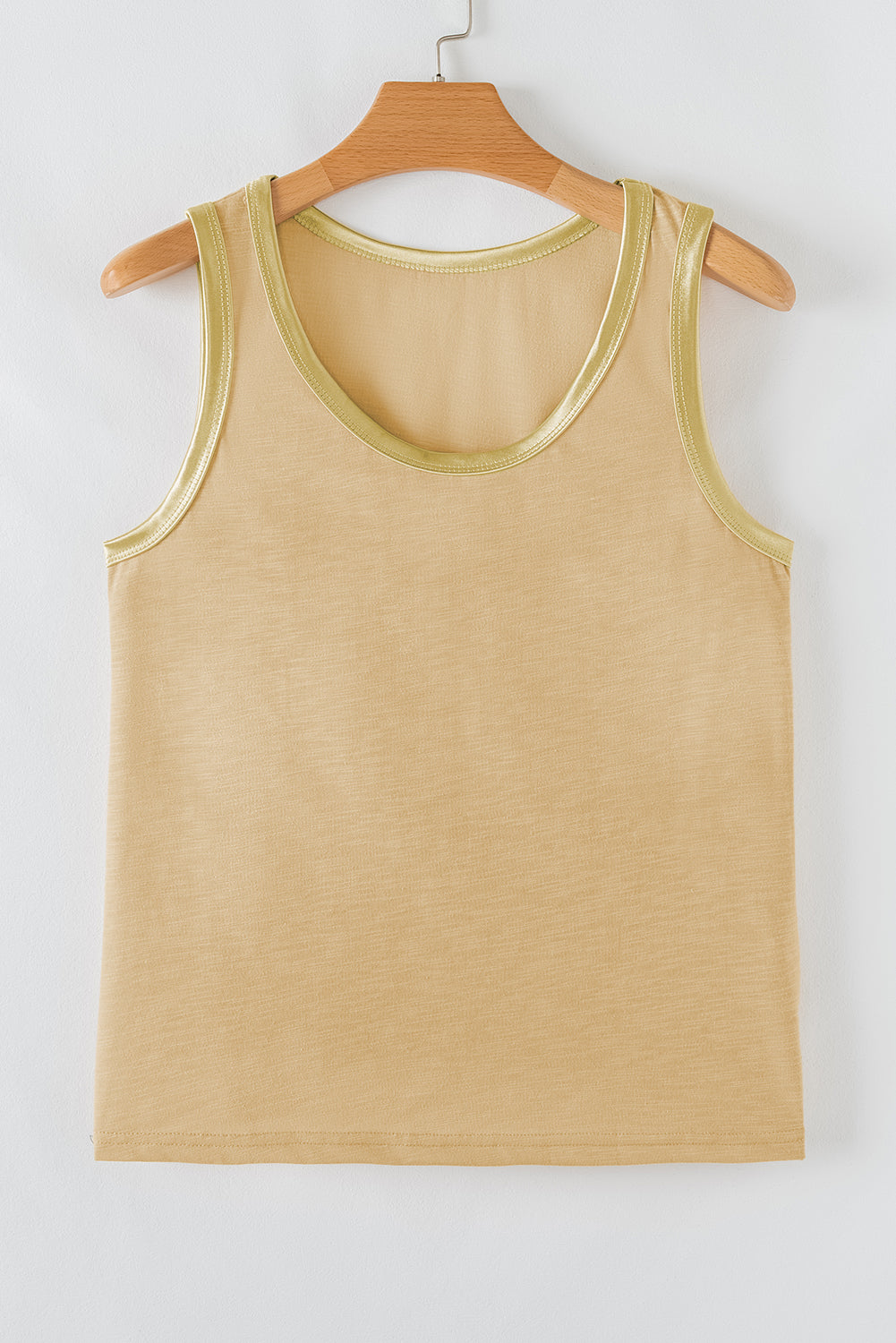Peacock Blue Metallic Sheen Edge Scoop Neck Tank Top