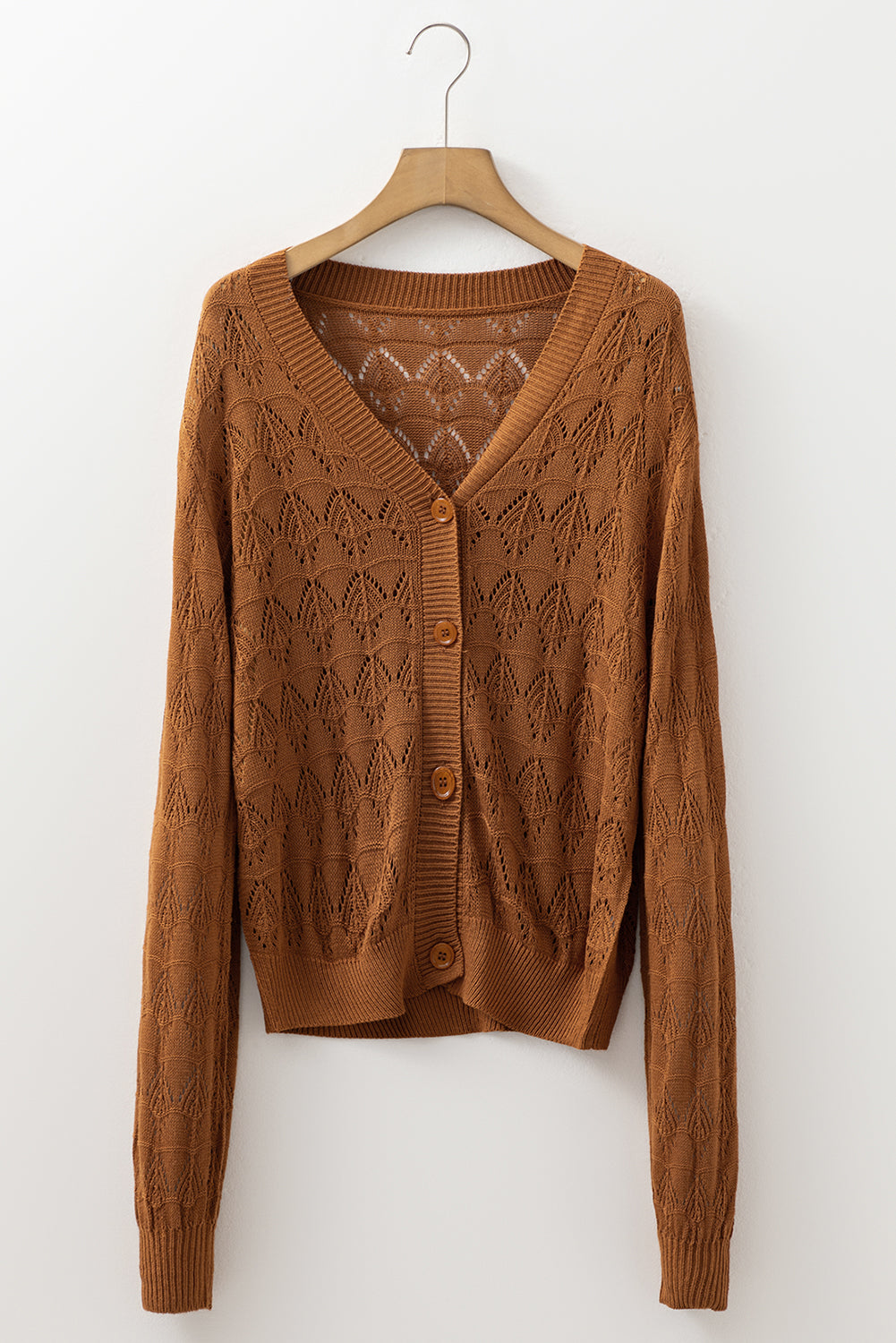 Rose Lightweight Buttoned Front Crochet Cardigan
