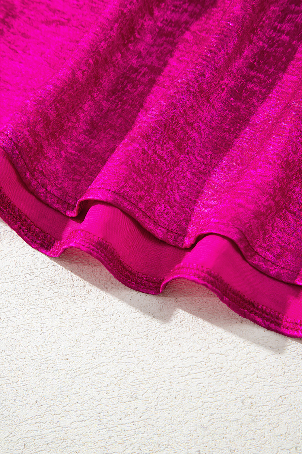Festival Fuchsia Shine Shimmer Cuffed Short Sleeve Casual Top