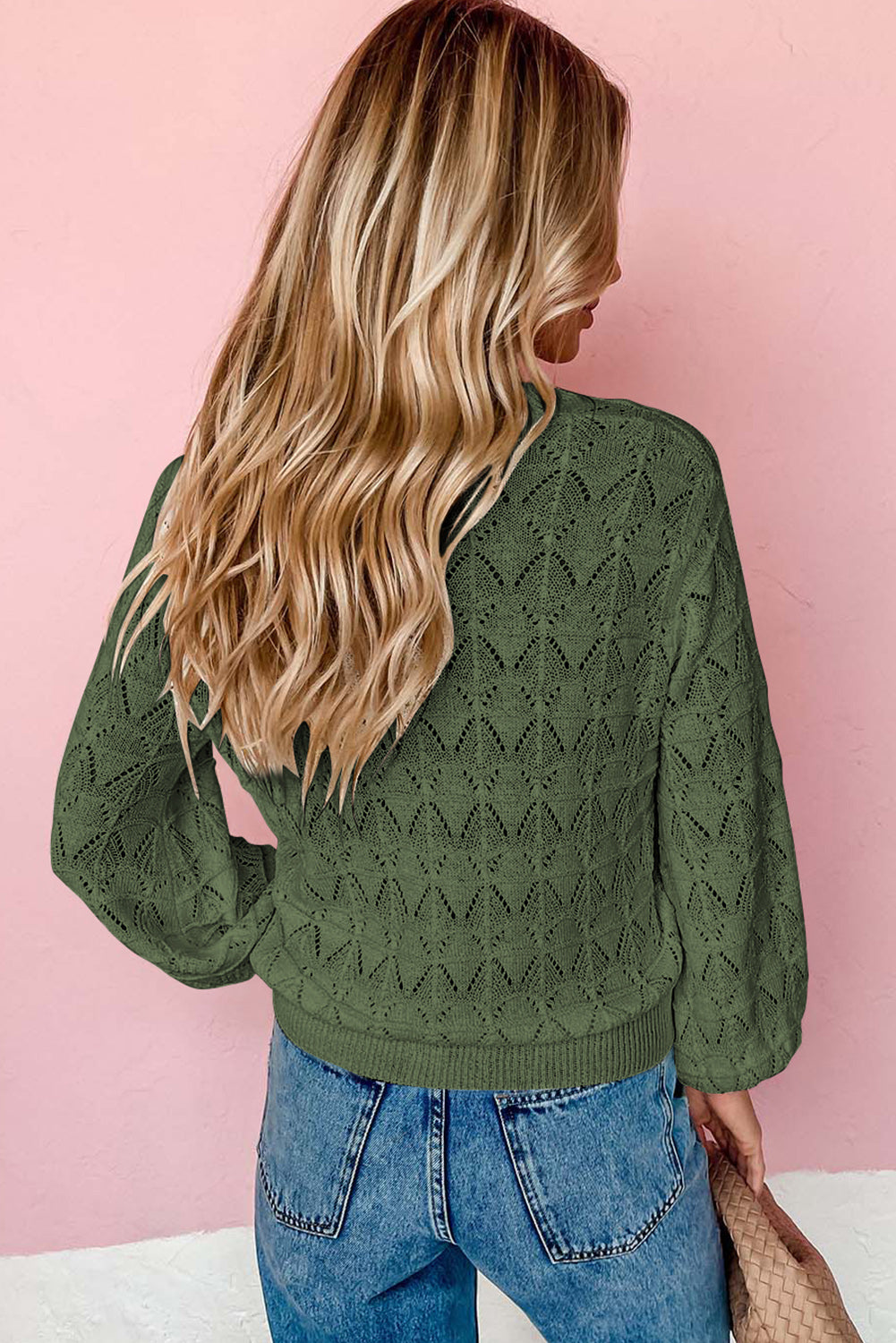 Rose Lightweight Buttoned Front Crochet Cardigan