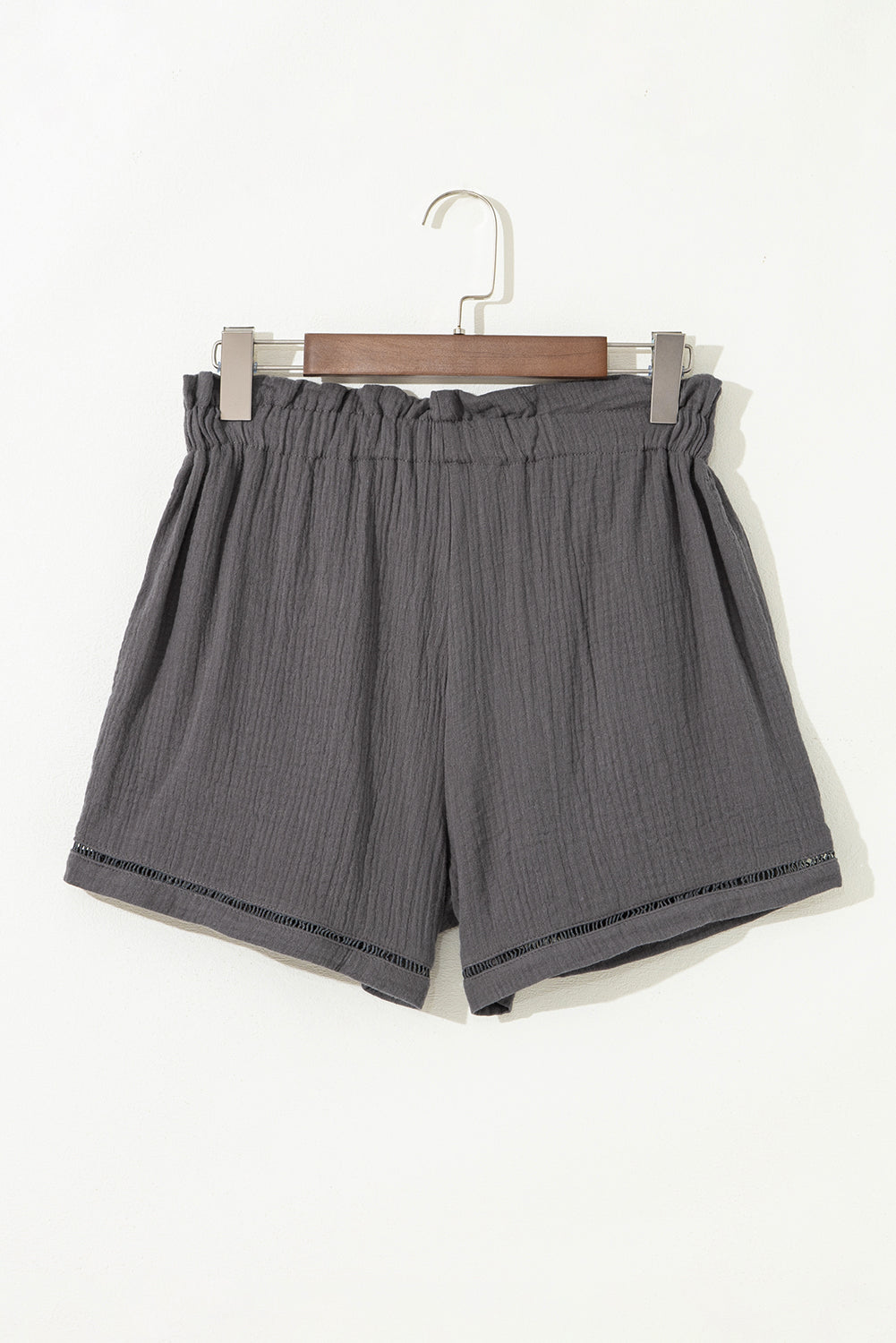 Blue Cotton Gauze Paperbag Shorts