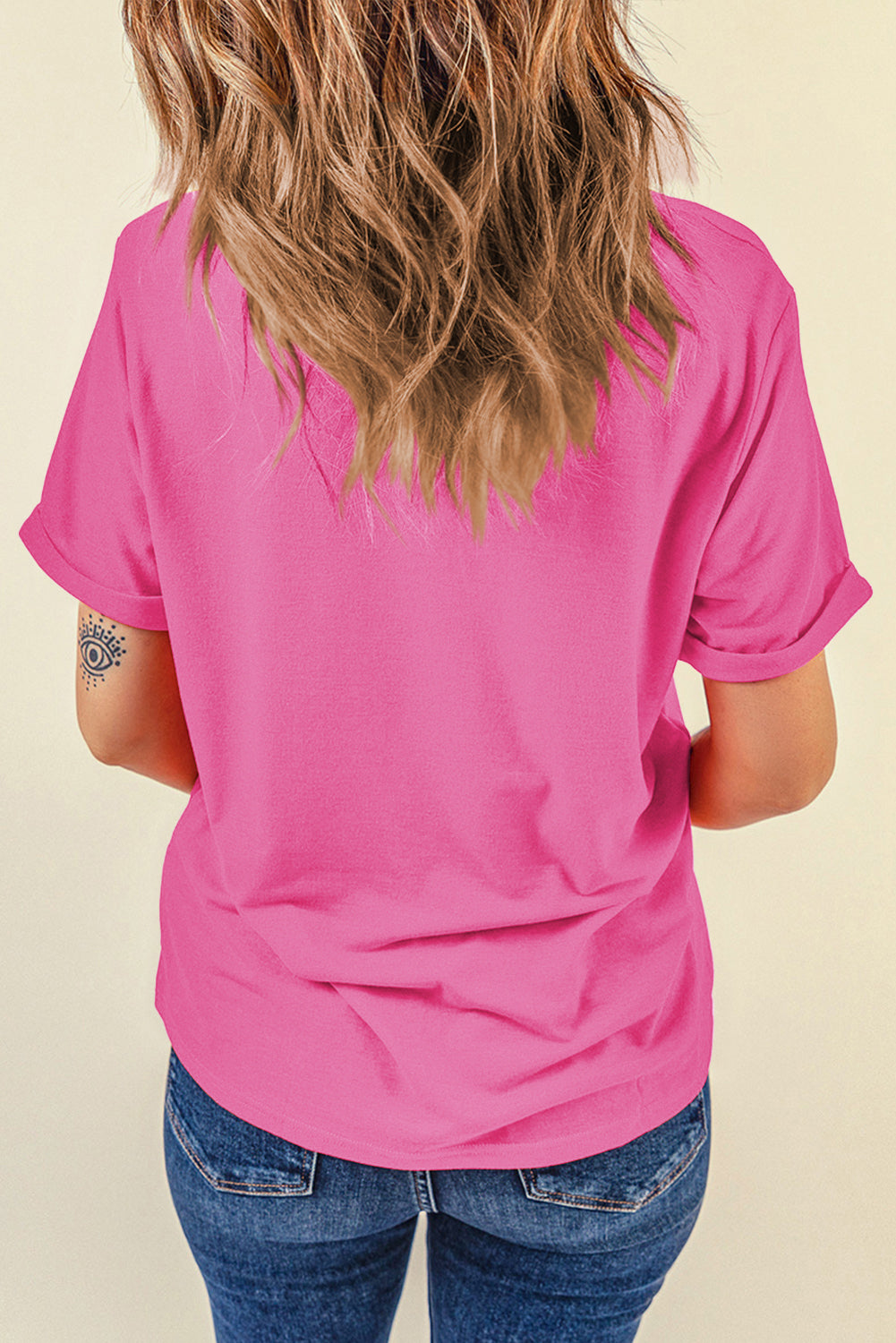Light Blue Bright Casual Plain Crew Neck Tee