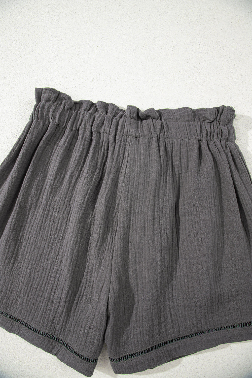 Blue Cotton Gauze Paperbag Shorts