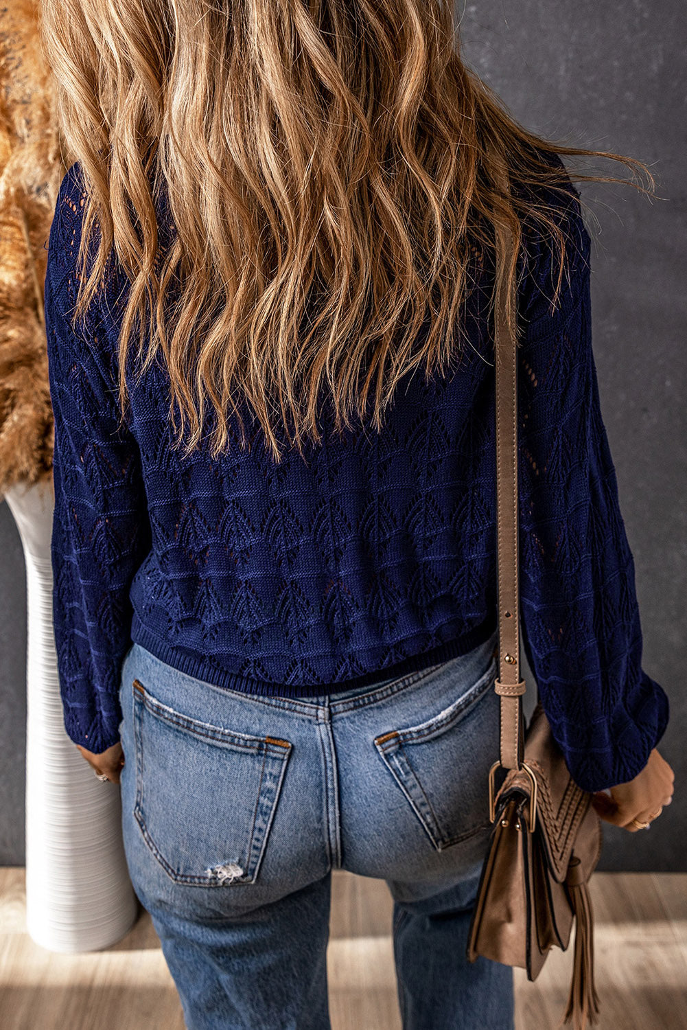 Rose Lightweight Buttoned Front Crochet Cardigan