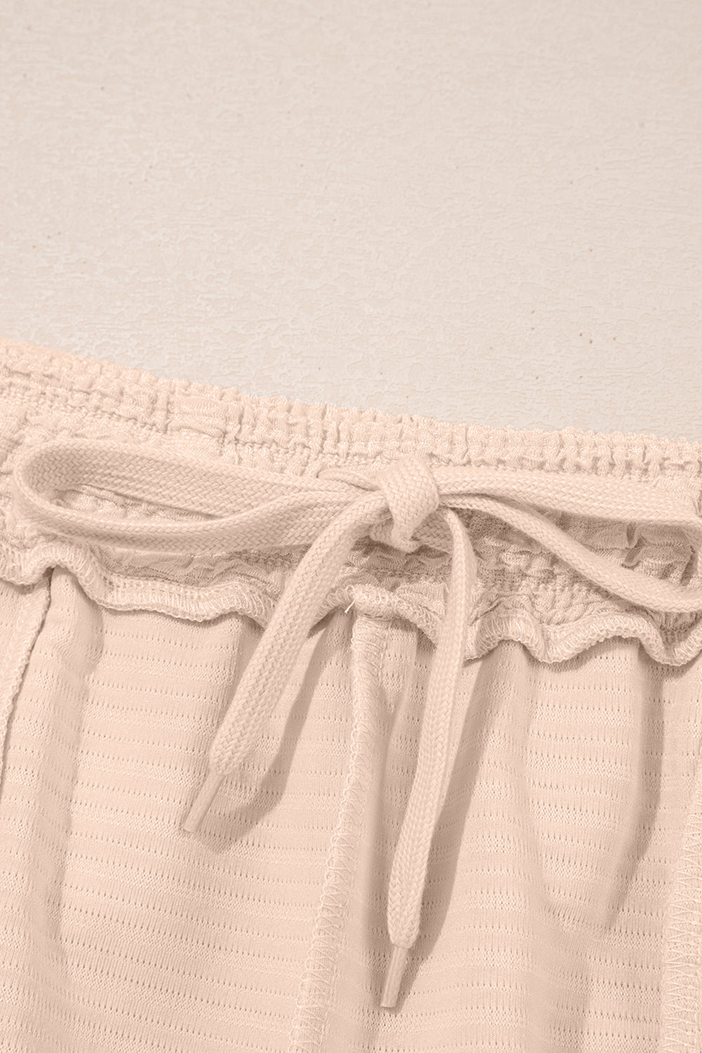 Pink Textured V Neck T Shirt and Shorts Set