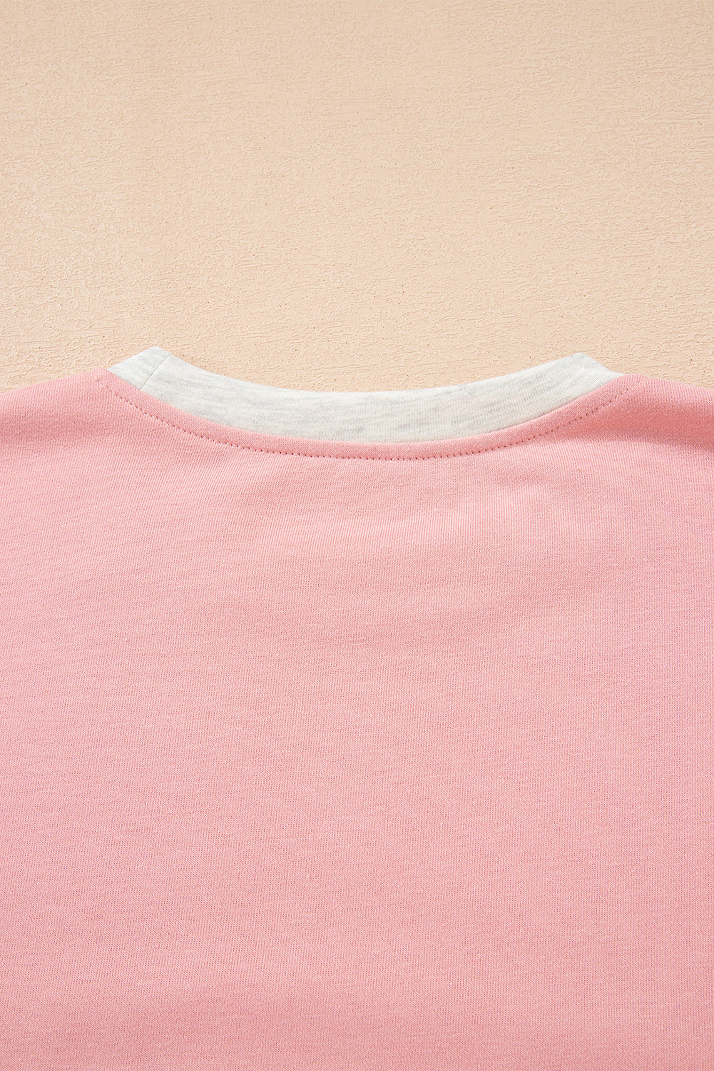 Light Pink 2pcs Color Block Pullover Loose Pant Set
