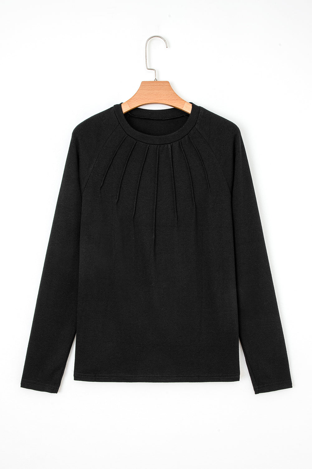 White Solid Color Seam Detail Raglan Long Sleeve Top